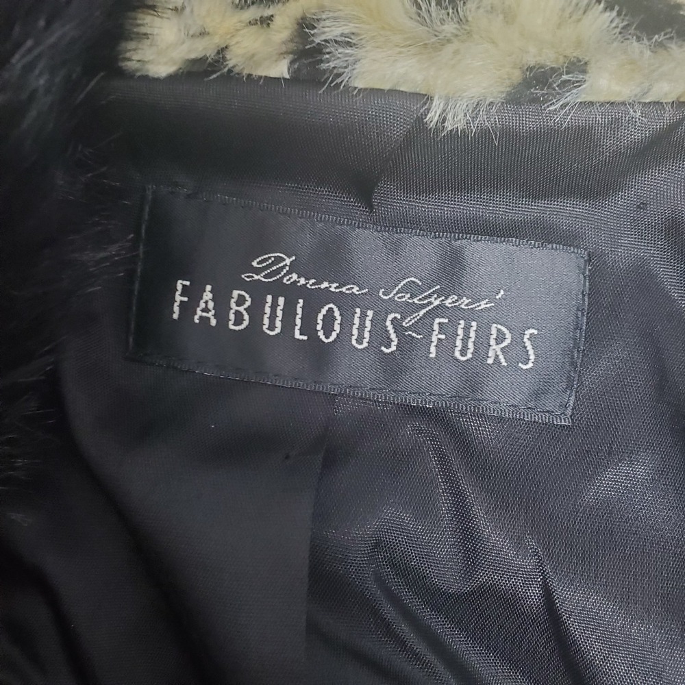 Donna Salyers Fabulous Furs M Brown Leopard Print Lined Fur Trim Penny Lane - Picture 3 of 10